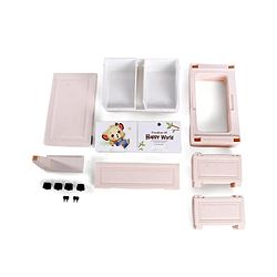 Babyhug 4 Layers High Density Plastic Storage Cabinet Baby Lion Print With Wheels - Light Cream