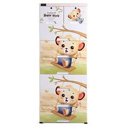 Babyhug 7 Layers High Density Plastic Storage Cabinet Baby Lion Print - White & Cream