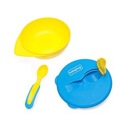 Babyhug Suction Bowl with Spoon - Yellow Blue