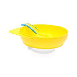 Babyhug Suction Bowl with Spoon - Yellow Blue