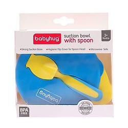 Babyhug Suction Bowl with Spoon - Yellow Blue
