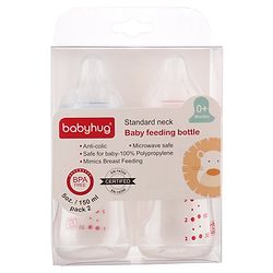 Babyhug Standard Neck Polypopylene Sterilizable Feeding Bottle Pack of 2 - 150 ml Each