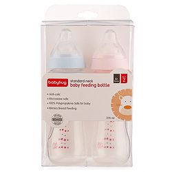 Babyhug Standard Neck Polypopylene Sterilizable Feeding Bottle Pack of 2 - 270 ml Each