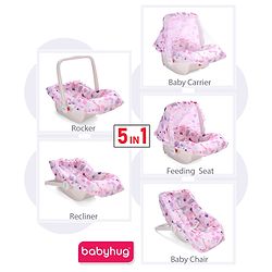 Babyhug Spring 5 in 1 Carry Cot Cum Rocker With Mosquito Net - Pink