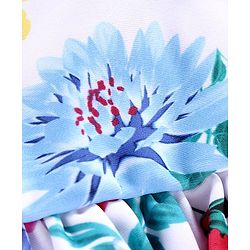 Babyhug Sleeveless V Cut Swim Suit Floral Print - White Pink