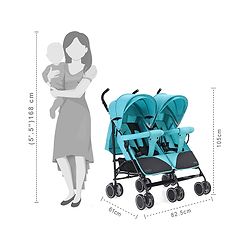 Babyhug Deuce Twin Stroller - Green