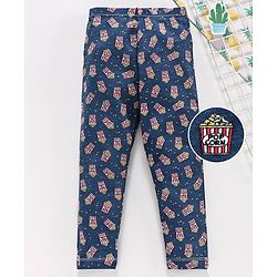 Babyhug Full Length Leggings Popcorn Print - Blue