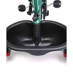 Babyhug Cruise Plug & Play Trike with Mild Steel Frame & Parental Handle Front & Rear Storage Basket with 3 Rubber Wheels with Foldable Foot Rest & Bell - Aqua Blue