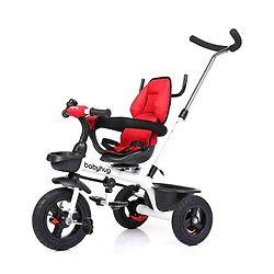 Babyhug Hermes Glider Plug & Play Trike with 360° Rotatable Seat & Parental Handle with Canopy Rubber Wheels & Storage Baskets with Bell - White Red