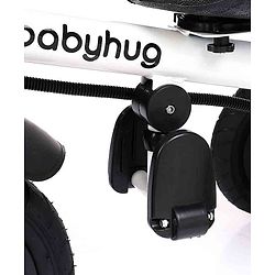 Babyhug Hermes Glider Plug & Play Trike with 360° Rotatable Seat & Parental Handle with Canopy Rubber Wheels & Storage Baskets with Bell - White Red