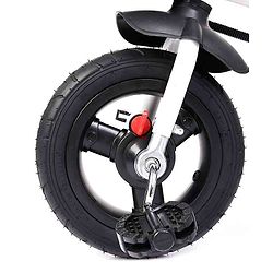 Babyhug Hermes Glider Plug & Play Trike with 360° Rotatable Seat & Parental Handle with Canopy Rubber Wheels & Storage Baskets with Bell - White Red
