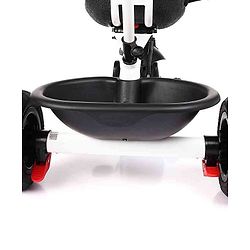 Babyhug Hermes Glider Plug & Play Trike with 360° Rotatable Seat & Parental Handle with Canopy Rubber Wheels & Storage Baskets with Bell - White Red
