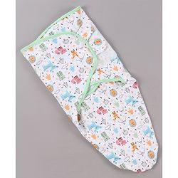 Babyhug Cotton Swaddle Wrapper Animal Print - Green