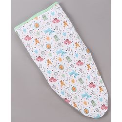 Babyhug Cotton Swaddle Wrapper Animal Print - Green