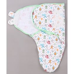 Babyhug Cotton Swaddle Wrapper Animal Print - Green