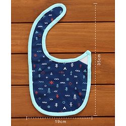 Babyhug Cotton Bibs Bear Embroidery Set of 3 - Blue & White