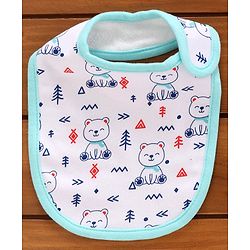 Babyhug Cotton Bibs Bear Embroidery Set of 3 - Blue & White