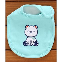 Babyhug Cotton Bibs Bear Embroidery Set of 3 - Blue & White