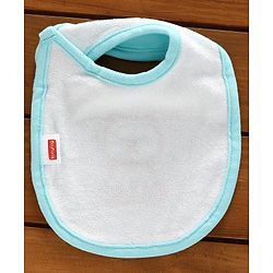 Babyhug Cotton Bibs Bear Embroidery Set of 3 - Blue & White