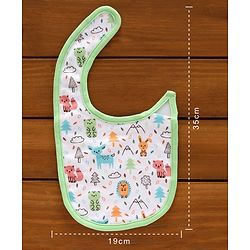 Babyhug Cotton Bibs Animal Embroidery Set of 3 - Green & White