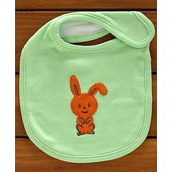 Babyhug Cotton Bibs Animal Embroidery Set of 3 - Green & White
