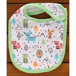 Babyhug Cotton Bibs Animal Embroidery Set of 3 - Green & White