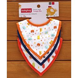 Babyhug Cotton Bibs Triangle Print Set of 3 - White