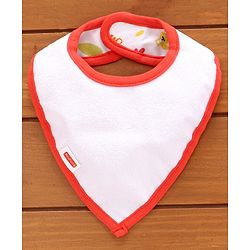 Babyhug Cotton Bibs Triangle Print Set of 3 - White