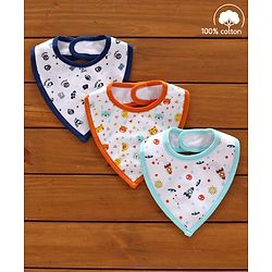 Babyhug Cotton Bibs Space Print Set of 3 - White
