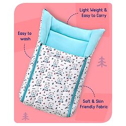 Babyhug Sleeping Bag Teddy Print - White Blue
