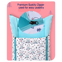Babyhug Sleeping Bag Teddy Print - White Blue
