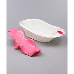 Babyhug Large Size Bath Tub With Bath Sling Bear Print - (Colour May Vary)