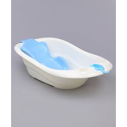 Babyhug Large Size Bath Tub With Bath Sling Bear Print - Blue (Color May Vary)