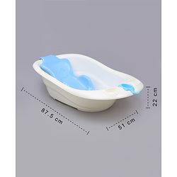 Babyhug Large Size Bath Tub With Bath Sling Bear Print - Blue (Color May Vary)