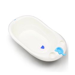 Babyhug Large Size Bath Tub With Bath Sling Bear Print - Blue (Color May Vary)