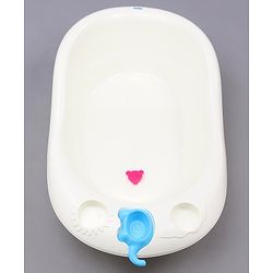 Babyhug Large Size Bath Tub With Bath Sling Bear Print - Blue (Color May Vary)
