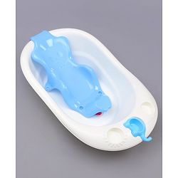 Babyhug Large Size Bath Tub With Bath Sling Bear Print - Blue (Color May Vary)