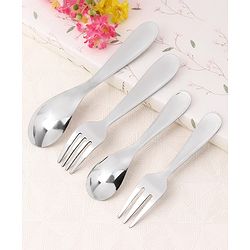 Babyhug Stainless Steel Spoon & Fork Set - Pack of 4