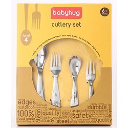 Babyhug Stainless Steel Spoon & Fork Set - Pack of 4