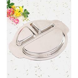 Babyhug Stainless Steel Section Plate Set With Spoon And Fork - Silver