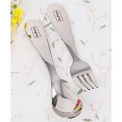 Babyhug Stainless Steel Section Plate Set With Spoon And Fork - Silver