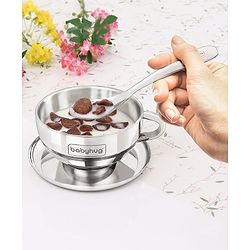 Babyhug Double Wall Stainless Steel Feeding Bowl Set with Spoon