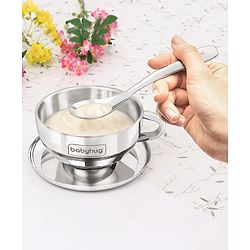 Babyhug Double Wall Stainless Steel Feeding Bowl Set with Spoon
