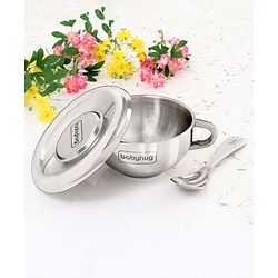 Babyhug Double Wall Stainless Steel Feeding Bowl Set with Spoon