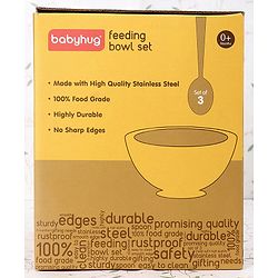 Babyhug Double Wall Stainless Steel Feeding Bowl Set with Spoon