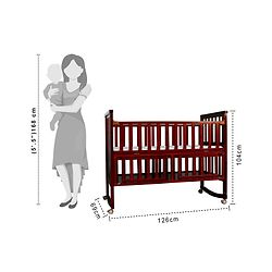 Babyhug Chester 3 in 1 Junior Bed cum Cot With Mattress- Dark Brown