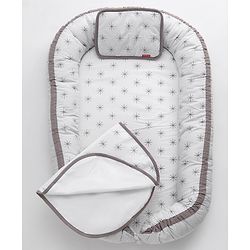 Babyhug Premium 3 Piece Nest Gadda Set With Diaper Changing Mat in Polka Dots Print - Green