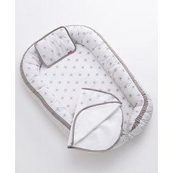 Babyhug Premium 3 Piece Nest Gadda Set With Diaper Changing Mat in Polka Dots Print - Green