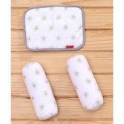 Babyhug Premium 3 Piece Nest Gadda Set With Diaper Changing Mat in Polka Dots Print - Green