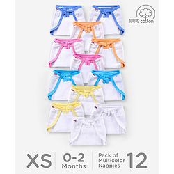 Babyhug Muslin Cloth Nappy Set of 12 Extra Small - Multicolor